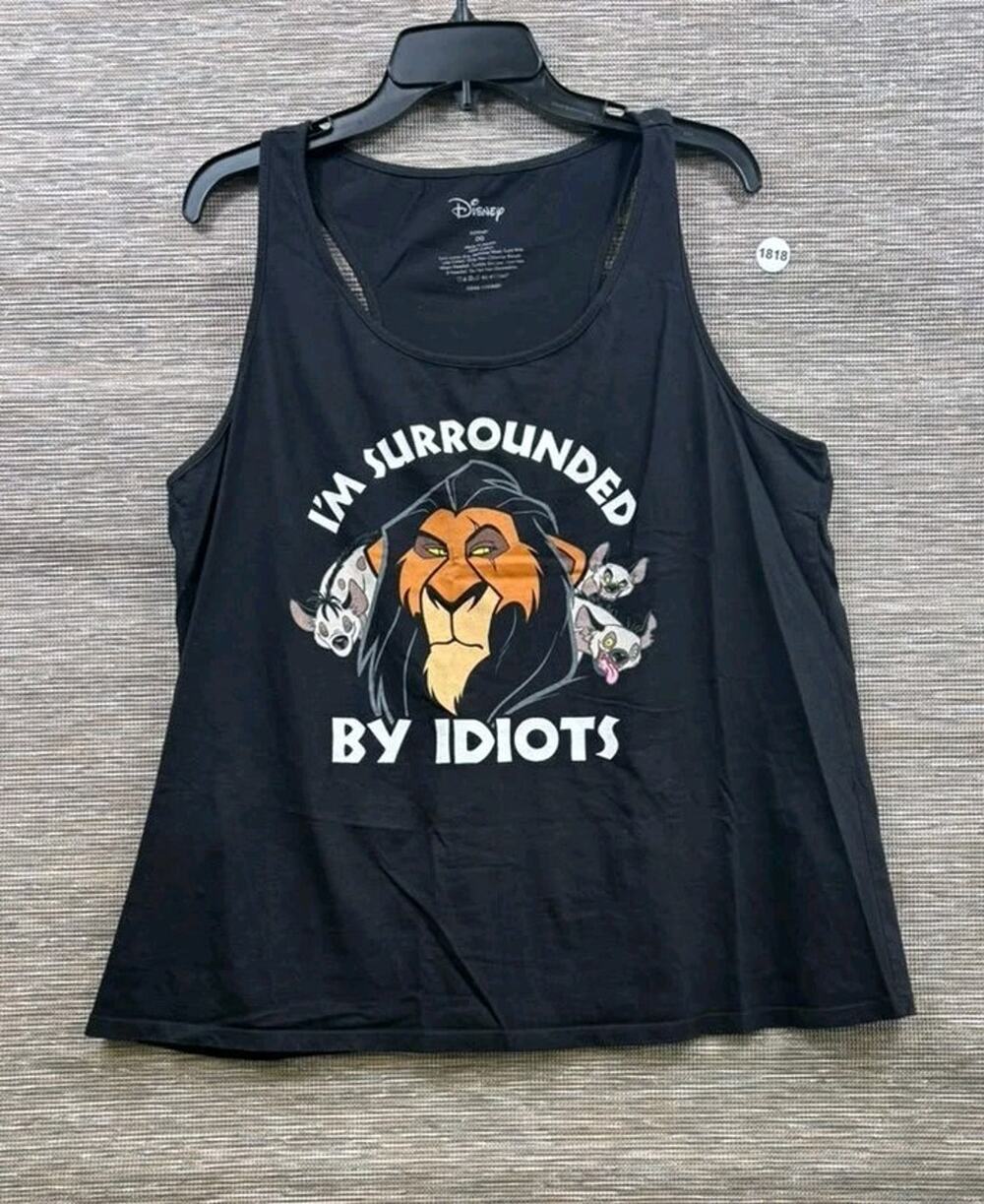 Disney Women's Lion Scar Surrounded By Idiots Logo Black T Shirt Plus Size 00